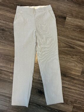Gray and White Pinstriped Straight Leg Pull On Trousers Size S